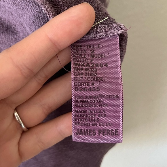 James Perse Vintage 100% Cotton Terry Purple Hoodie Women's Size S - Picture 10 of 16